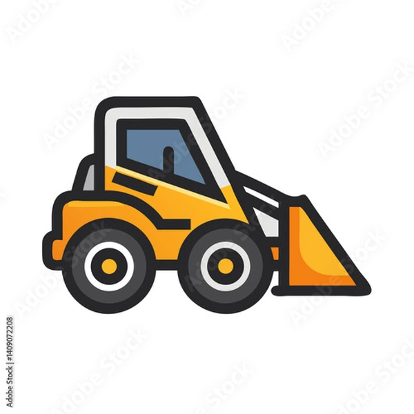 Fototapeta Skid Steer Loader Construction Vehicle Icon Design