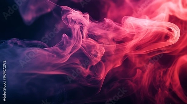 Fototapeta Vibrant, swirling smoke patterns in deep reds and purples.