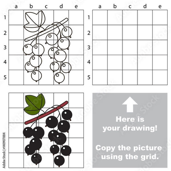 Obraz Copy the image using grid. Cartoon berries.