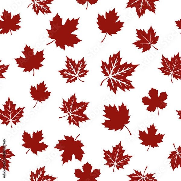 Fototapeta Seamless pattern showcasing red maple leaves
