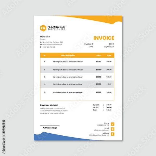 Fototapeta Business and Unique invoice template