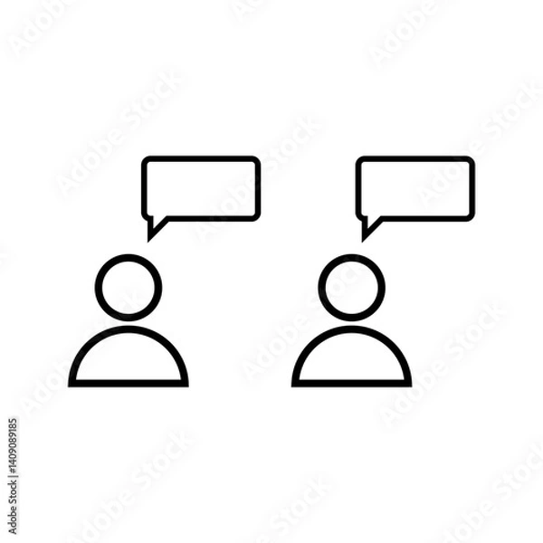 Fototapeta group of people chatting icon. communication icon symbol sign vector design black white color modern simple illustration