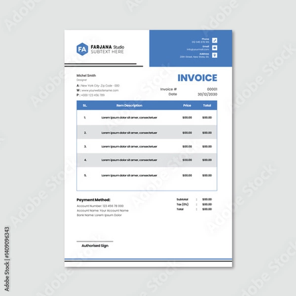 Obraz Business and Unique invoice template