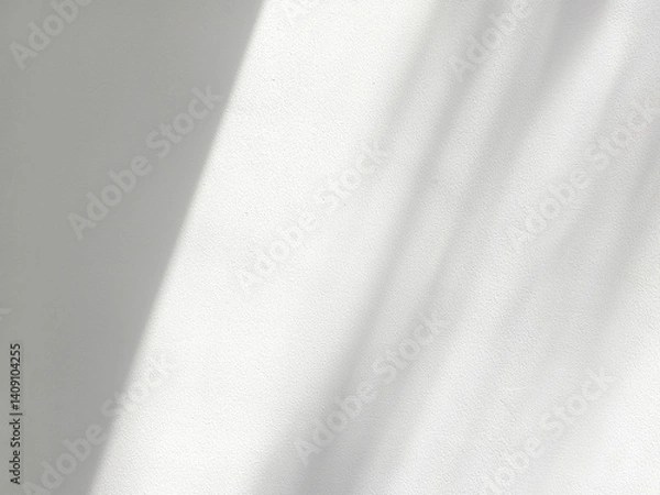 Fototapeta White Concrete Wall Texture Background with Light Bokeh and Shadow of Tree Branch on the Surface.