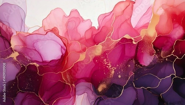 Obraz ピンクのアルコールインク