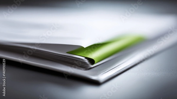 Obraz Close up of government folder with green tab, focused on tab