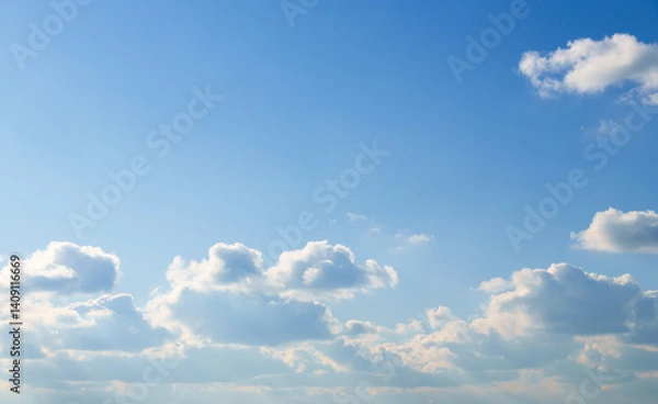 Fototapeta beautiful blue sky with soft white clouds for abstract background