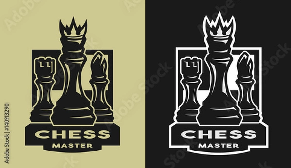 Fototapeta King, bishop, castle, Chess game emblem, logo.
