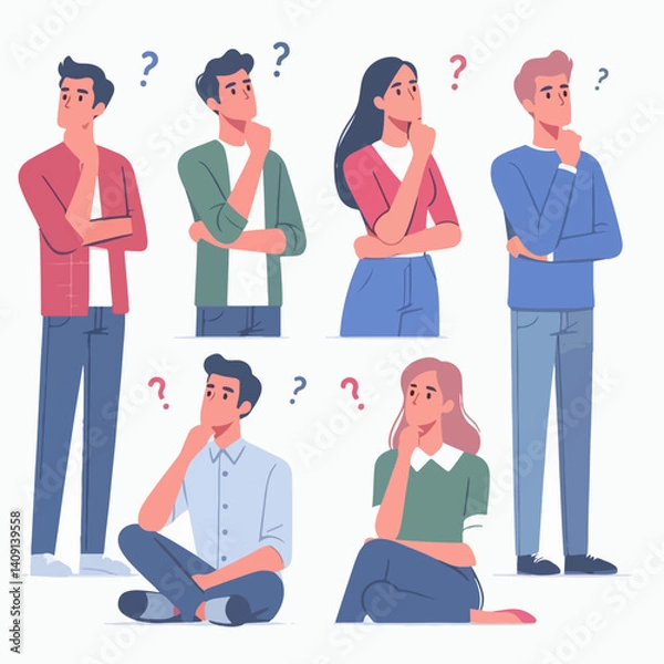 Fototapeta vector set of thinking men and women