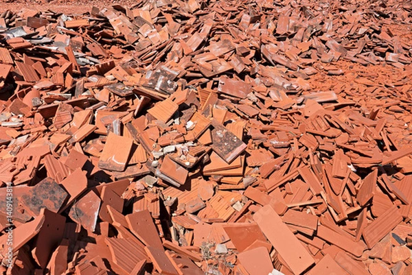 Obraz Many broken bricks on a pile of rubble