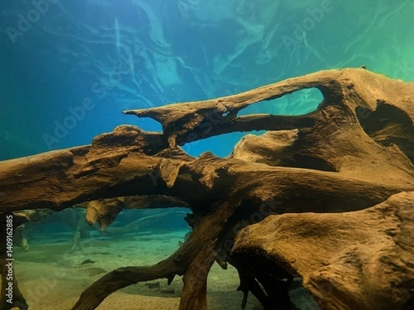 Obraz Uozu Buried Forest in Toyama Prefecture, where a cedar forest from about 2,000 years ago was buried due to river flooding and rising sea levels, designated as a Special Natural Monument of Japan.