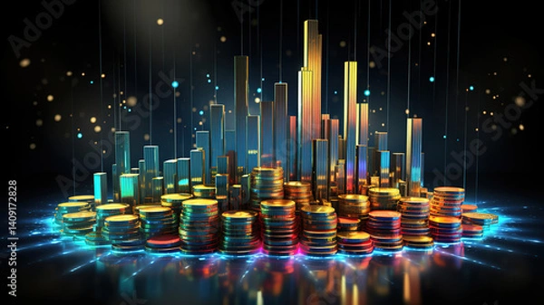 Fototapeta Currency Report and Success Market Diagram on Financial Growth Charts
