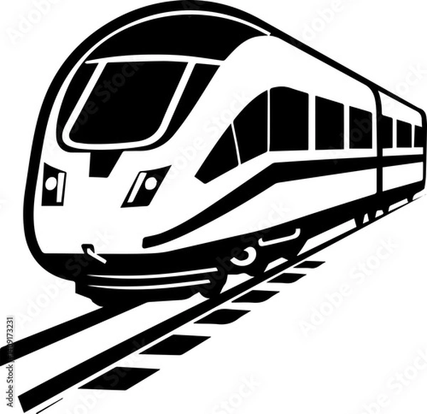 Fototapeta Train vector illustration black and white, simple icon design