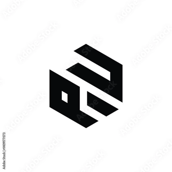 Obraz Initial PU Logo Polygon Shape Letter logo Design white background	