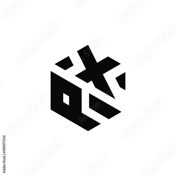 Obraz Initial PX Logo Polygon Shape Letter logo Design white background	
