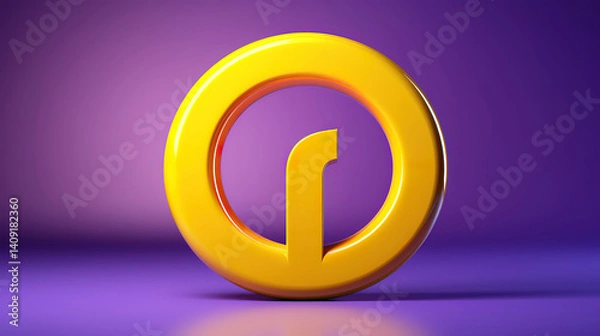 Fototapeta Search and information support symbol with yellow question mark on purple backdrop