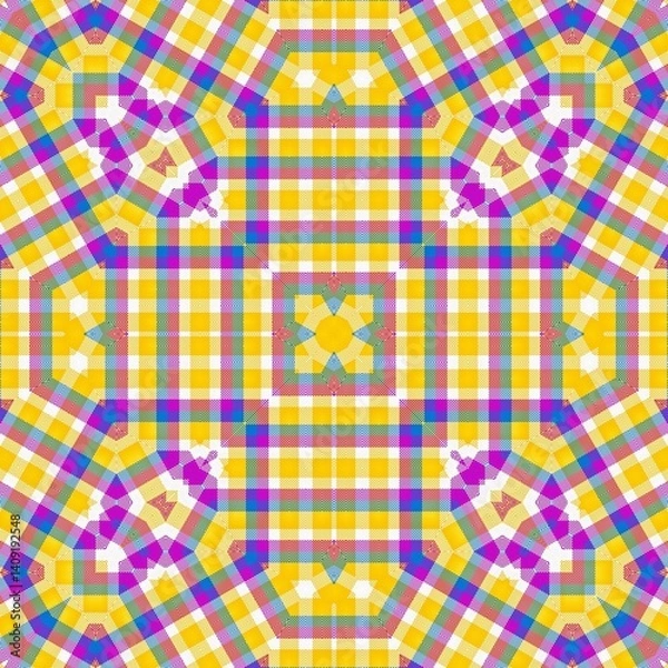 Fototapeta Tartan fabric pattern. Mixed plaid, checkered, gingham texture for tablecloth, picnic, bedsheet, curtain, skirt, gift tag etc printing
