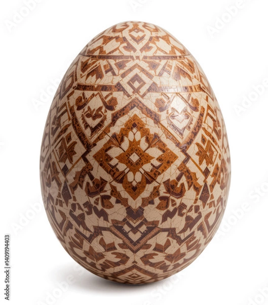 Fototapeta A patterned easter egg isolated on transparent background.