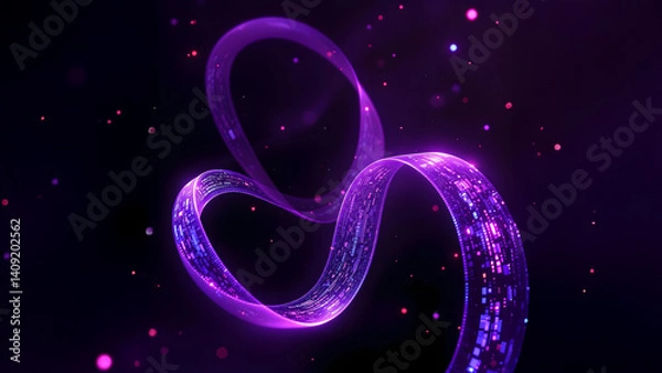 Fototapeta Ribbon of data particles, concept