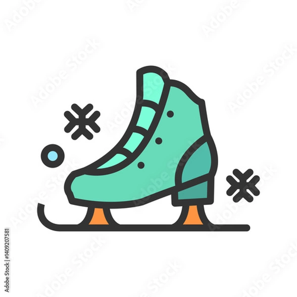 Obraz Ice Skating Shoe icon vector image. Suitable for mobile apps, web apps and print media.