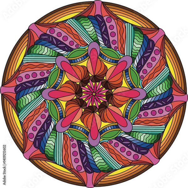 Fototapeta Mandala paintings have patterns, colorful colors, prints, covers, patterns on the product surface.