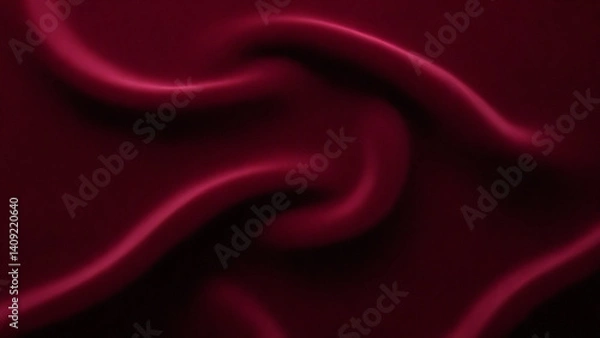 Fototapeta Velvet fabric texture in rich dark burgundy with soft folds and shadows

