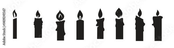 Fototapeta Candle Set Silhouette Black Color