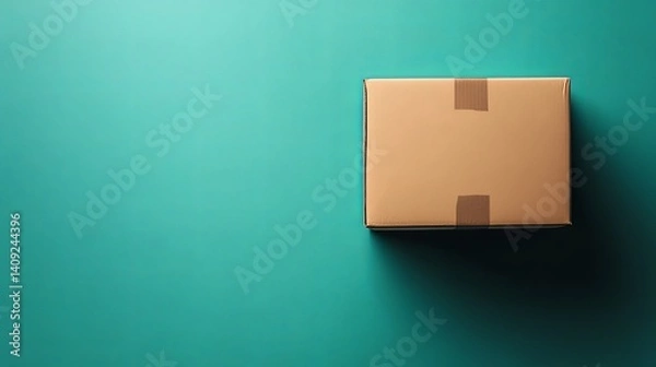 Obraz Simple Cardboard Box on Vibrant Green Background
