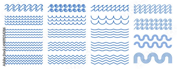 Fototapeta Thin line waves vector collection