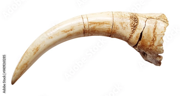 Fototapeta Elephant Tusk for Wildlife and Nature Displays - Isolated on White Background