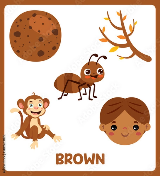 Fototapeta Color Flashcard With Various Elements