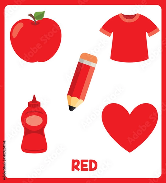 Fototapeta Color Flashcard With Various Elements