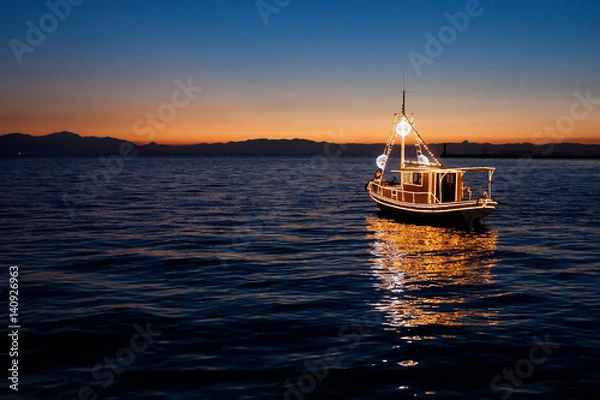 Fototapeta Boat in Sunset