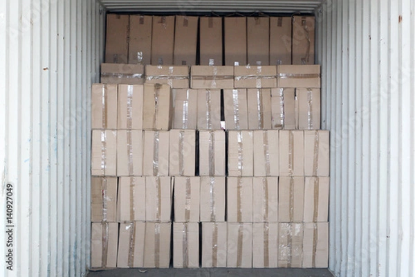 Fototapeta Cargo Container with Boxes