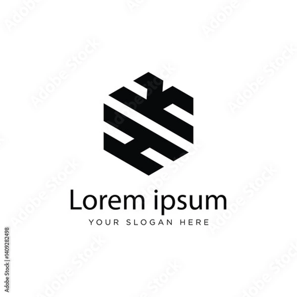 Fototapeta Initial HK Logo Polygon Shape Letter logo Design white background