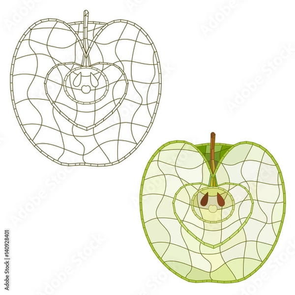 Fototapeta mosaic apple slice. isolated. easy to modify. vector illustration.