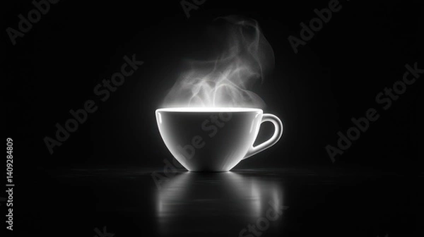 Fototapeta coffee cup icon with steam, minimalistic