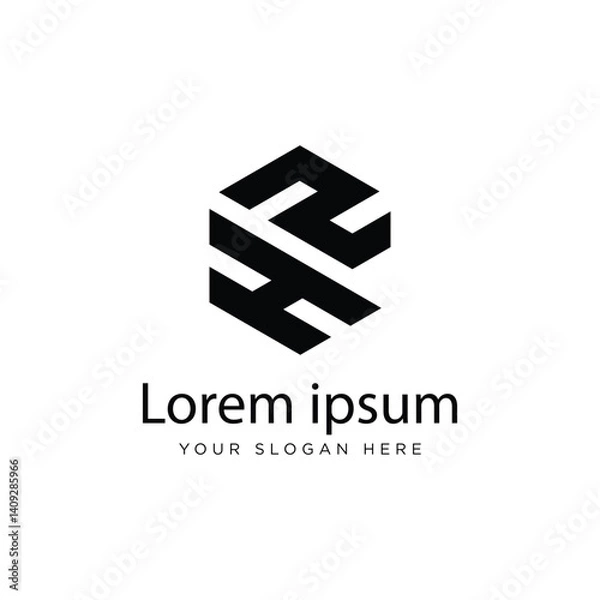 Obraz Initial HZ Logo Polygon Shape Letter logo Design white background