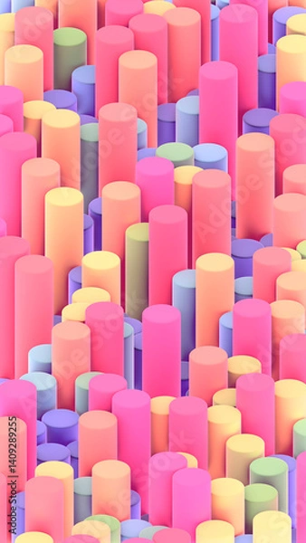 Fototapeta 3D render abstract rainbow sticks.