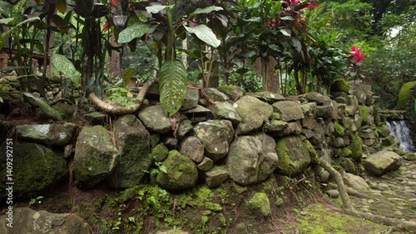 Fototapeta Stacked Natural Stone Foundation for Structural Support