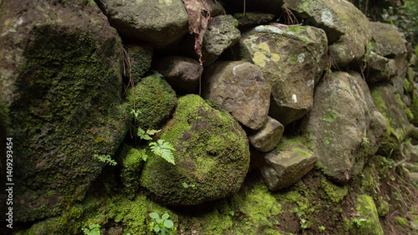 Fototapeta Stacked Natural Stone Foundation for Structural Support