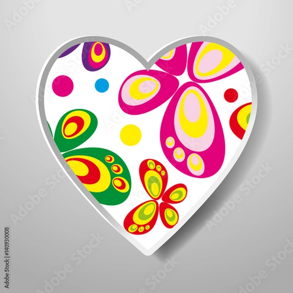 Fototapeta Paper Heart isolated on white background. Icon. Greeting card with a holiday on Valentine's day, March 8, Mother's Day, marriage, etc.