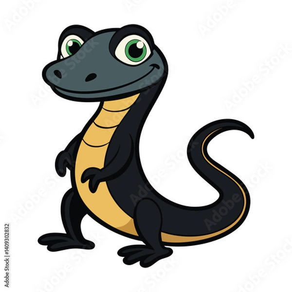 Fototapeta Cartoon newt character smiling