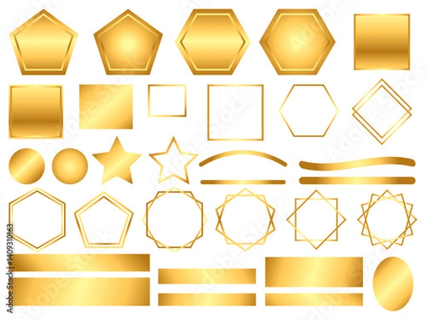 Obraz 金色の装飾枠や素材のイラストセット