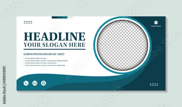 Fototapeta Elegant blue wave pattern banner design template, modern abstract geometric banner design and business presentation template. vector illustration