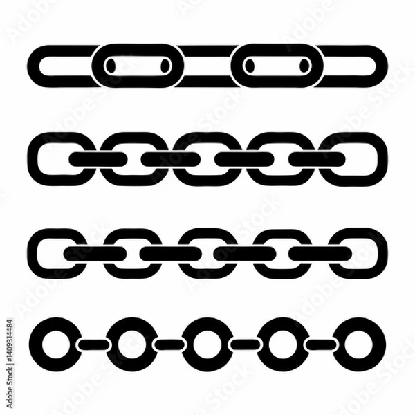 Fototapeta Chain Link SVG Vector Icon Set in Black.