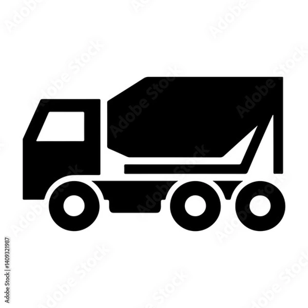 Fototapeta Clean And Modern Pictogram Of A Batching Truck Showcasing Cement Mixing And Transport Functionality In Concrete Construction Projects

