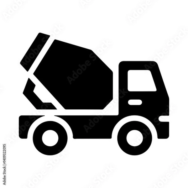 Fototapeta Simple Vector Icon Featuring A Concrete Mixer Batching Truck Ideal For Construction And Heavy Vehicle Transport Illustrations
