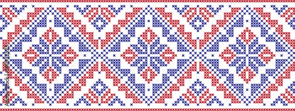 Fototapeta Вышитый узор вышивки крестом украинский национальный