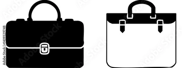Fototapeta Minimalist Illustration of a Briefcase and Document Icon Representing Professionalism and Business Concepts in a Clean Design
